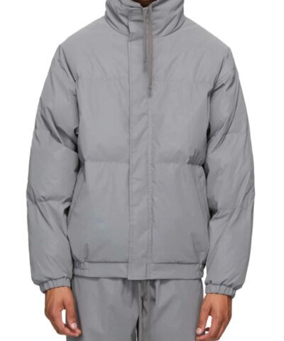 Essentials Fear Of God Puffer Jacket, Silver Reflective