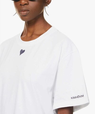Kimhekim Heart-Detail Oversized Cotton-Jersey T-Shirt