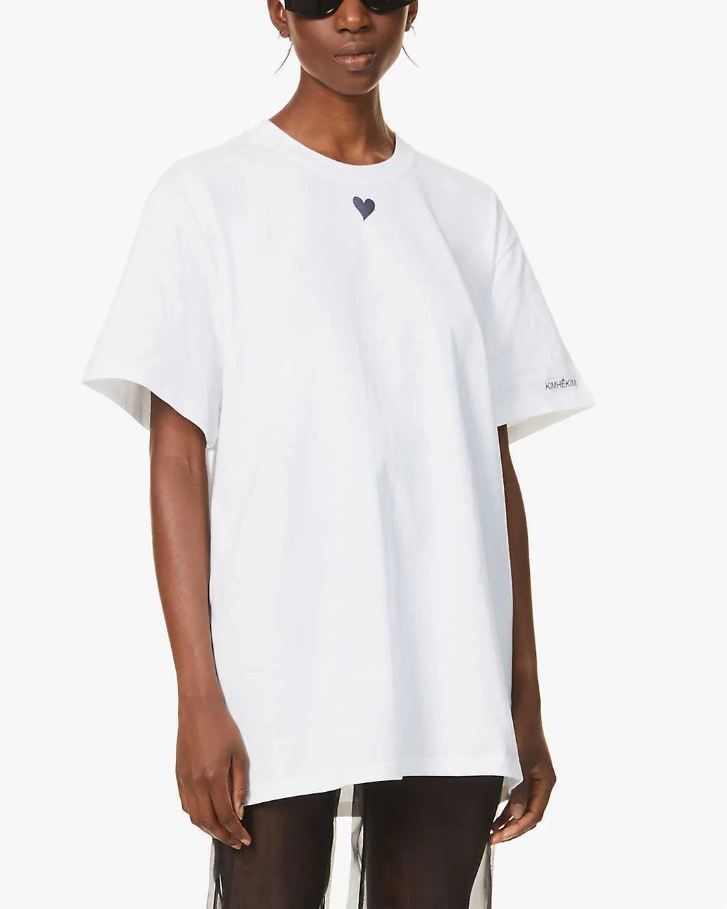 Kimhekim Heart-Detail Oversized Cotton-Jersey T-Shirt