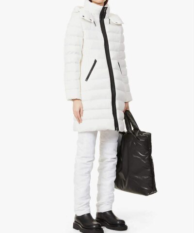 Mackage Farren Stretch Lightweight Down Coat With Removable Hood, White