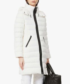 Mackage Farren Stretch Lightweight Down Coat With Removable Hood, White