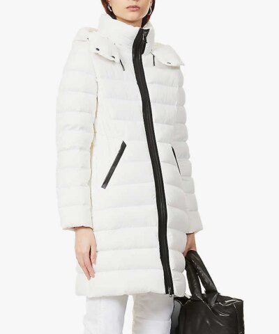Mackage Farren Stretch Lightweight Down Coat With Removable Hood, White