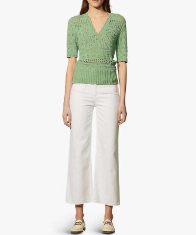 Sandro Joe Pointelle Cotton-Knit Jumper