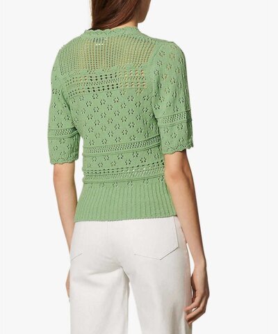 Sandro Joe Pointelle Cotton-Knit Jumper