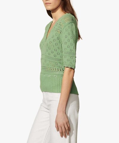 Sandro Joe Pointelle Cotton-Knit Jumper