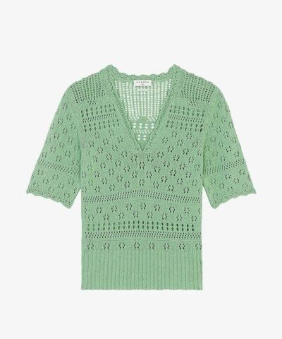 Sandro Joe Pointelle Cotton-Knit Jumper