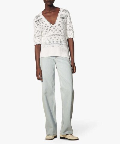 Sandro Joe Pointelle Cotton-Knit Jumper