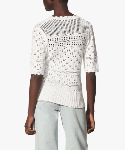 Sandro Joe Pointelle Cotton-Knit Jumper