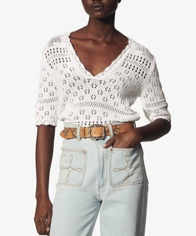 Sandro Joe Pointelle Cotton-Knit Jumper