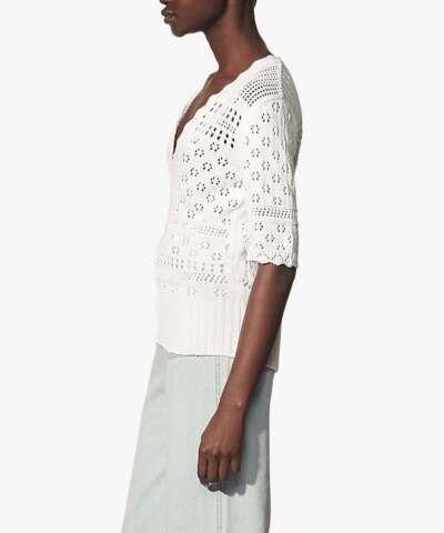 Sandro Joe Pointelle Cotton-Knit Jumper