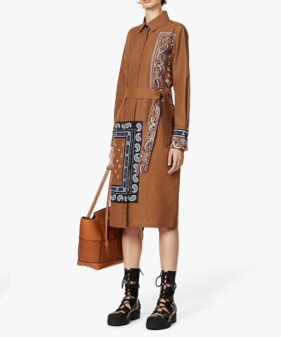 Max Mara Bussola Graphic-Print Cotton Midi Dress