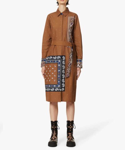 Max Mara Bussola Graphic-Print Cotton Midi Dress