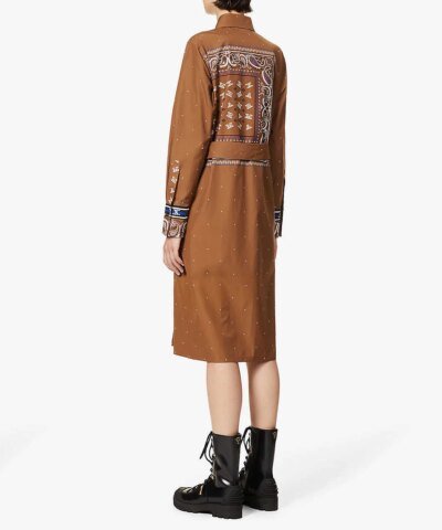 Max Mara Bussola Graphic-Print Cotton Midi Dress