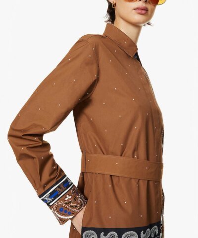 Max Mara Bussola Graphic-Print Cotton Midi Dress