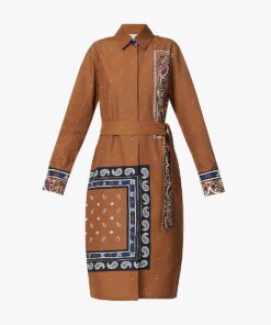 Max Mara Bussola Graphic-Print Cotton Midi Dress