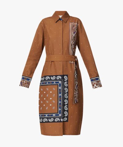 Max Mara Bussola Graphic-Print Cotton Midi Dress