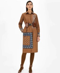 Max Mara Bussola Graphic-Print Cotton Midi Dress