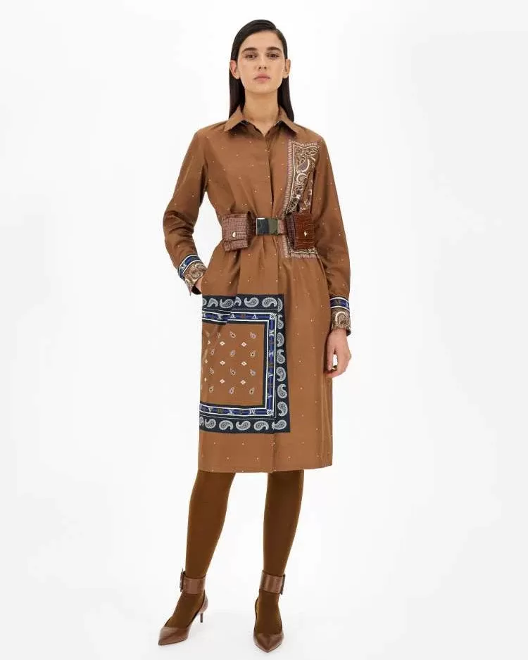 Max Mara Bussola Graphic-Print Cotton Midi Dress