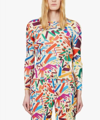 Pleats Please Issey Miyake Confetti Graphic-Print Woven Top