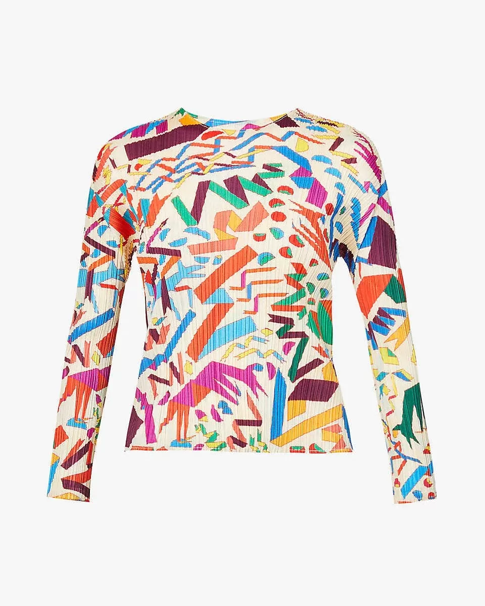 Pleats Please Issey Miyake Confetti Graphic-Print Woven Top