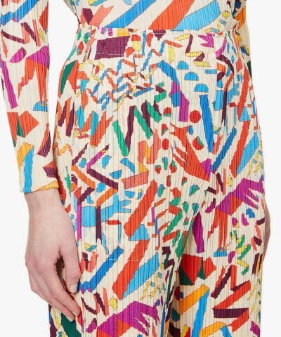 Pleats Please Issey Miyake Confetti Print Plissé Trousers
