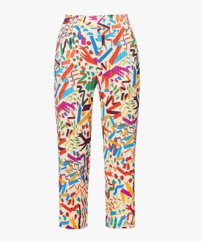 Pleats Please Issey Miyake Confetti Print Plissé Trousers