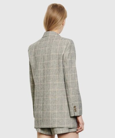 Sandro Beyane Double-breasted Plaid Blazer