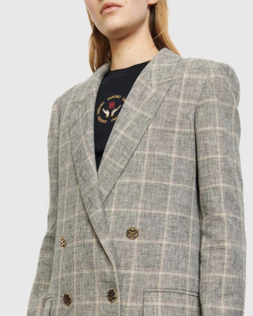 Sandro Beyane Double-breasted Plaid Blazer