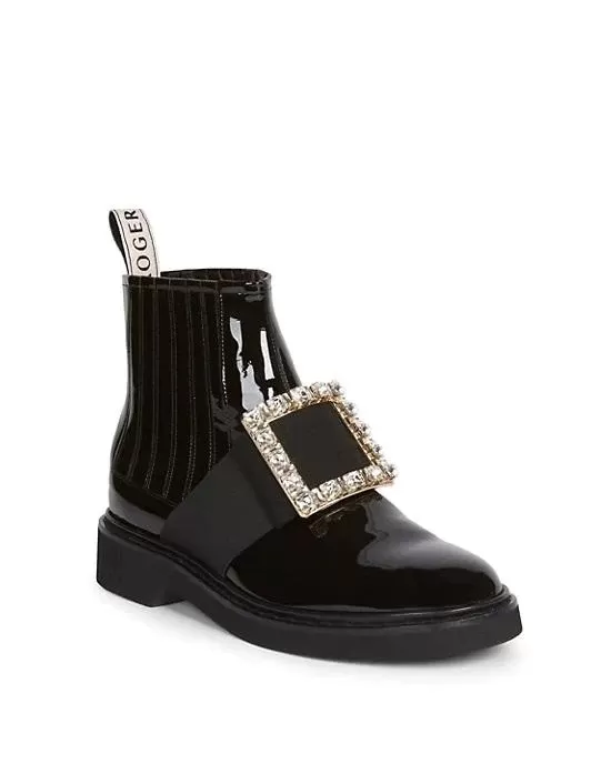 Roger Vivier Chelsea Viv' Rangers Strass Buckle Ankle Boots