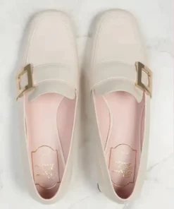 Roger Vivier RV Mini Buckle Loafers, Off White