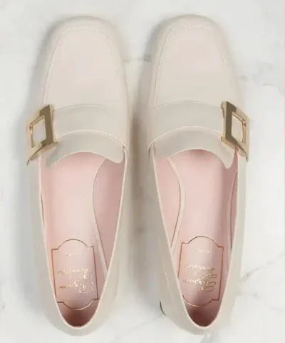 Roger Vivier RV Mini Buckle Loafers, Off White