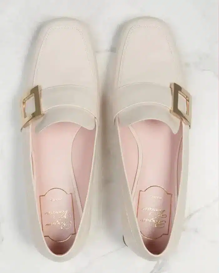 Roger Vivier RV Mini Buckle Loafers, Off White