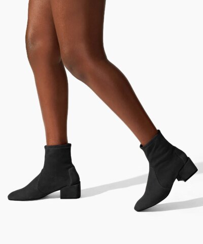 Stuart Weitzman Accordion Black Suede Bootie