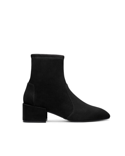 Stuart Weitzman Accordion Black Suede Bootie