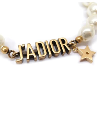 Dior J'Adior Bracelet In Antique Gold Metal And Pearls