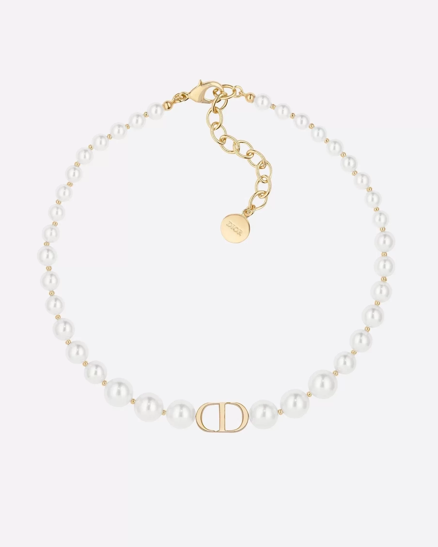 Dior 30 Montaigne Choker Gold-Finish Metal and White Resin Pearls