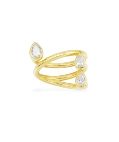 Apm Monaco Multi-Hoop Ring With Pear-Shaped Stones - Yellow Silver