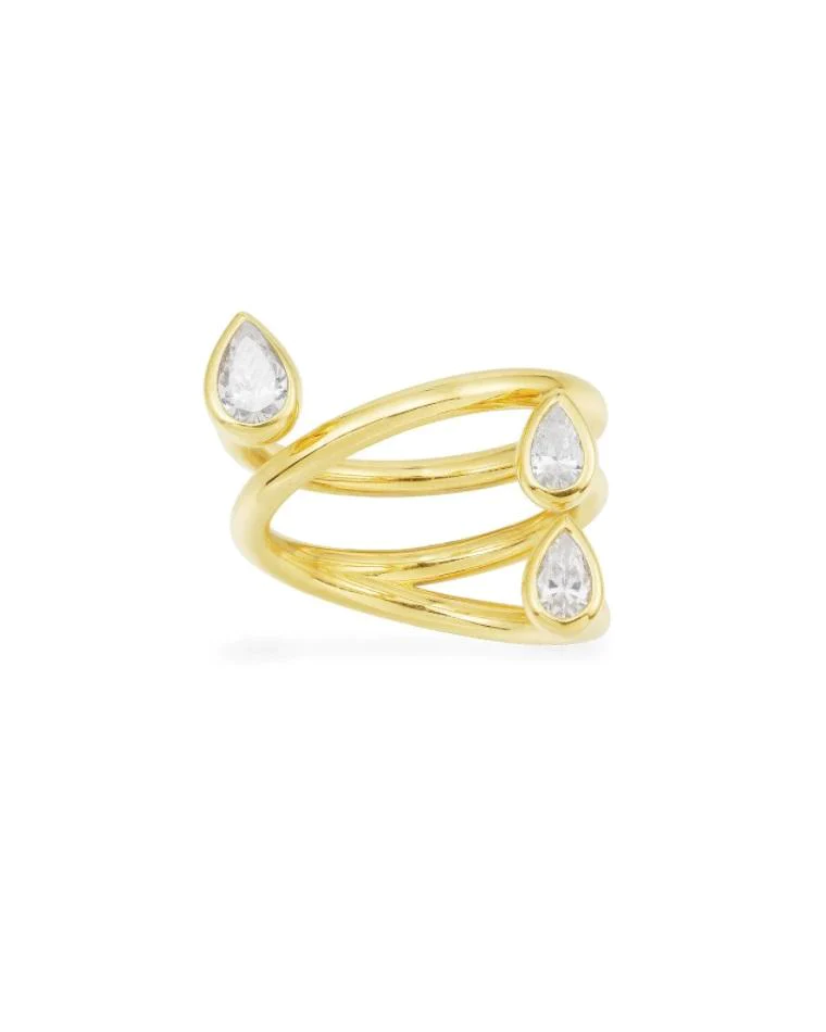 Apm Monaco Multi-Hoop Ring With Pear-Shaped Stones - Yellow Silver