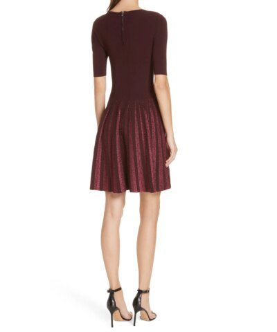 Milly Metallic Pleat Fit & Flare Dress