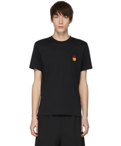 AMI Paris Crew Neck T-Shirt Smiley Patch, Black