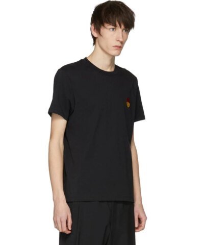 AMI Paris Crew Neck T-Shirt Smiley Patch, Black