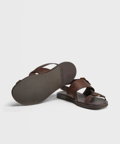 Ermenegildo Zegna Men's Brown Calfskin Sandals