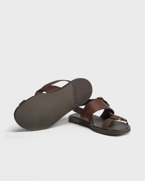 Ermenegildo Zegna Men's Brown Calfskin Sandals