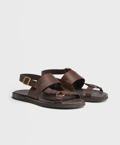 Ermenegildo Zegna Men's Brown Calfskin Sandals