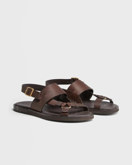 Ermenegildo Zegna Men's Brown Calfskin Sandals