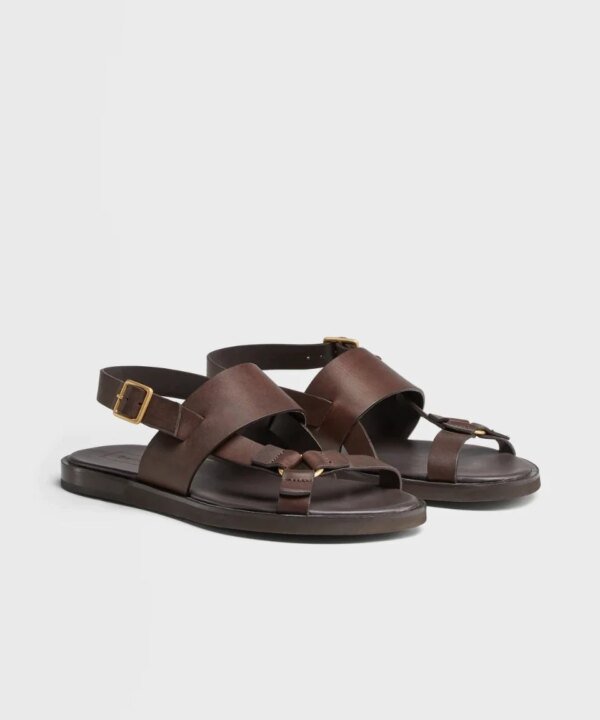Ermenegildo Zegna Men's Brown Calfskin Sandals