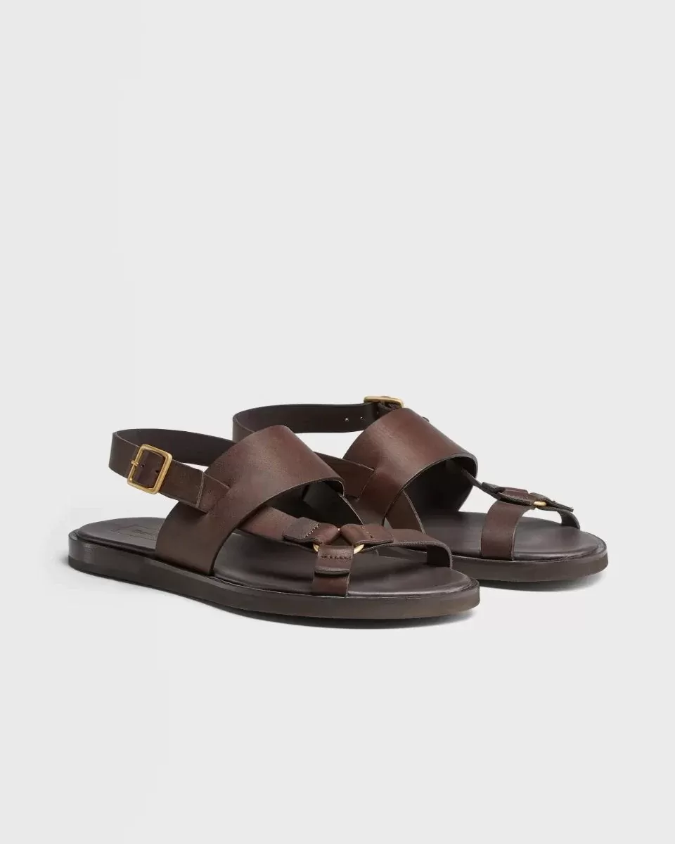 Ermenegildo Zegna Men's Brown Calfskin Sandals