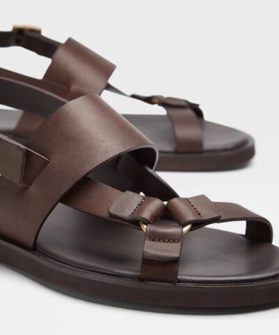 Ermenegildo Zegna Men's Brown Calfskin Sandals
