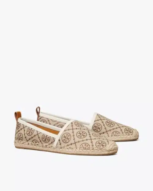 Tory Burch T Monogram Espadrille Flat In Hazel / New Ivory