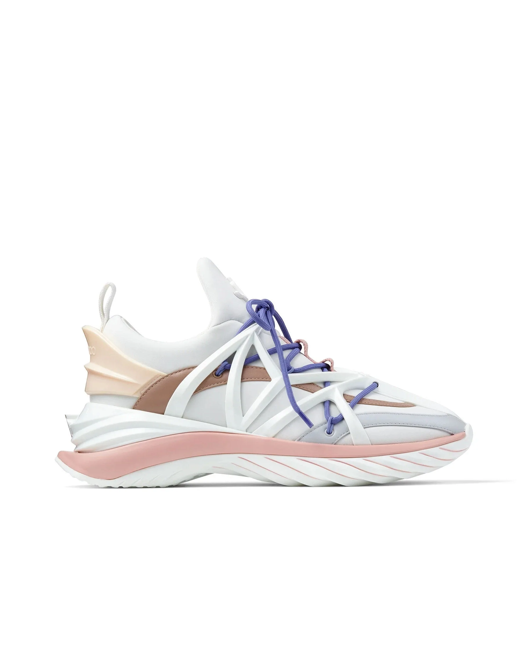 Jimmy Choo Cosmos/F White and Ballet Pink Low-Top Trainers